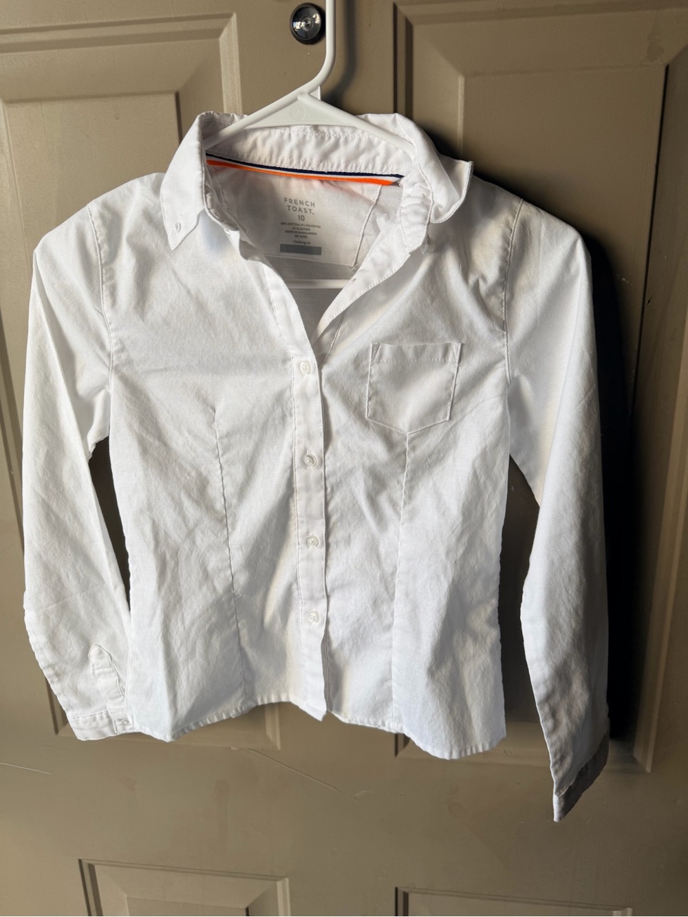 French Toast White Girls' Button-Front Shirt with Chest Pocket